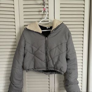 Princess Polly Black and White Cropped Coat